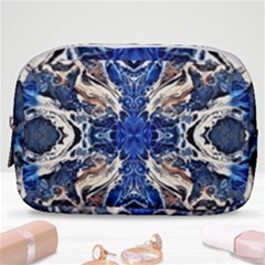 Gold On Cobalt Make Up Pouch (small) by kaleidomarblingart