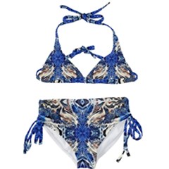 Gold On Cobalt Kids  Classic Bikini Set by kaleidomarblingart