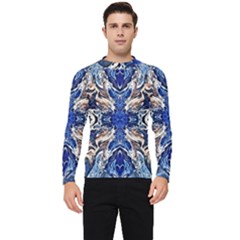 Gold On Cobalt Men s Long Sleeve Rash Guard by kaleidomarblingart