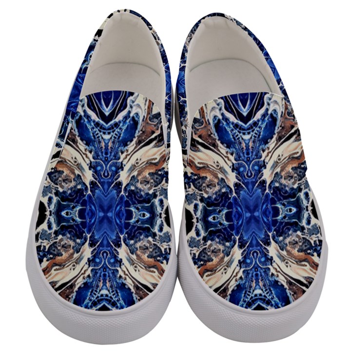 Gold on cobalt Men s Canvas Slip Ons