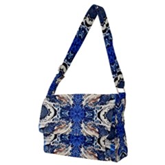 Gold On Cobalt Full Print Messenger Bag (m) by kaleidomarblingart