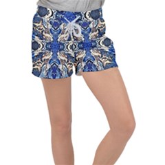 Gold On Cobalt Velour Lounge Shorts by kaleidomarblingart