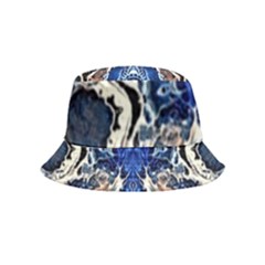 Gold On Cobalt Inside Out Bucket Hat (kids) by kaleidomarblingart