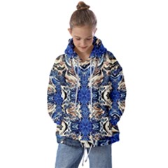 Gold On Cobalt Kids  Oversized Hoodie by kaleidomarblingart