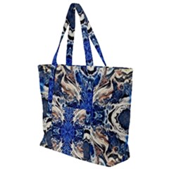 Gold On Cobalt Zip Up Canvas Bag by kaleidomarblingart