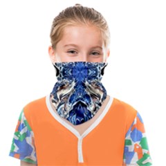 Gold On Cobalt Face Covering Bandana (kids) by kaleidomarblingart