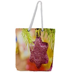 Christmas Decoration Star Full Print Rope Handle Tote (large)