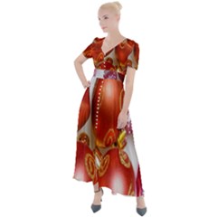 Christmas Decoration Star  3 Button Up Short Sleeve Maxi Dress by artworkshop