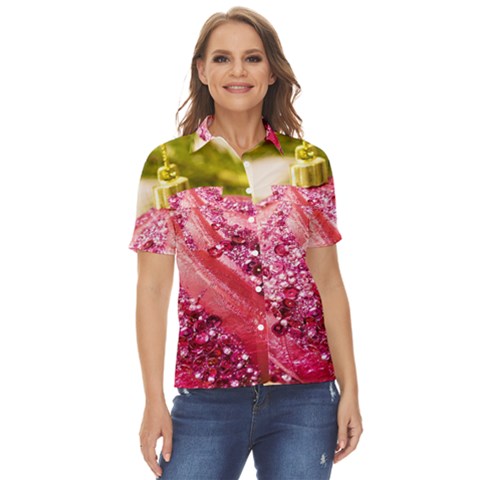 Christmas Decoration 7 Women s Short Sleeve Double Pocket Shirt by artworkshop