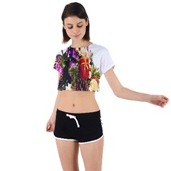 Christmas Decorations Tie Back Short Sleeve Crop Tee by artworkshop