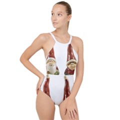 Christmas Figures 2 High Neck One Piece Swimsuit by artworkshop