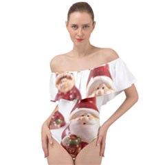 Christmas Figures 5 Off Shoulder Velour Bodysuit  by artworkshop