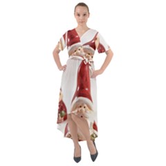 Christmas Figures 5 Front Wrap High Low Dress