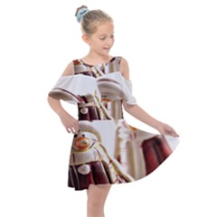 Christmas Figures 6 Kids  Shoulder Cutout Chiffon Dress by artworkshop