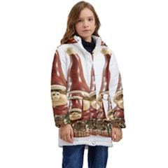 Christmas Figures 7 Kid s Hooded Longline Puffer Jacket by artworkshop