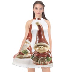 Christmas Figures 7 Halter Neckline Chiffon Dress  by artworkshop