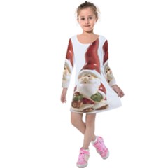 Christmas Figures 8 Kids  Long Sleeve Velvet Dress by artworkshop