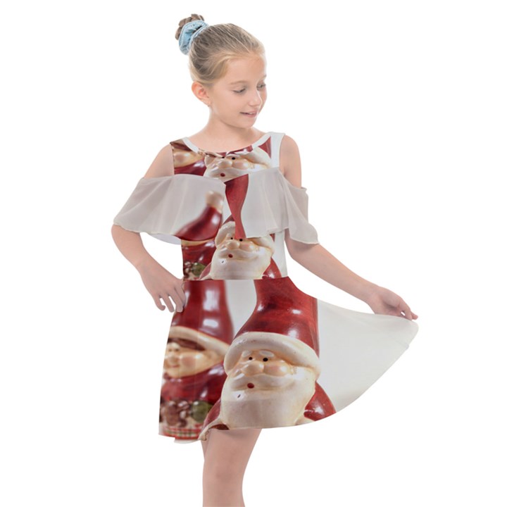 Christmas Figures4 Kids  Shoulder Cutout Chiffon Dress