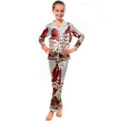 Christmas Figures4 Kid s Satin Long Sleeve Pajamas Set by artworkshop