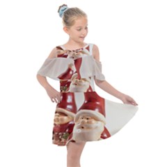 Christmas Figures4 Kids  Shoulder Cutout Chiffon Dress by artworkshop