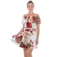 Christmas Figures4 Off Shoulder Velour Dress by artworkshop