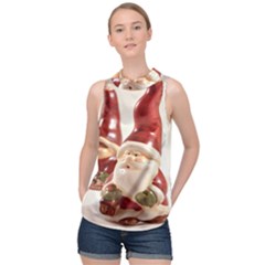 Christmas Figures4 High Neck Satin Top by artworkshop