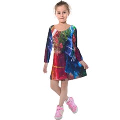 Christmas Ornaments Kids  Long Sleeve Velvet Dress by artworkshop