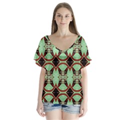 Christmas Stars V-neck Flutter Sleeve Top by artworkshop