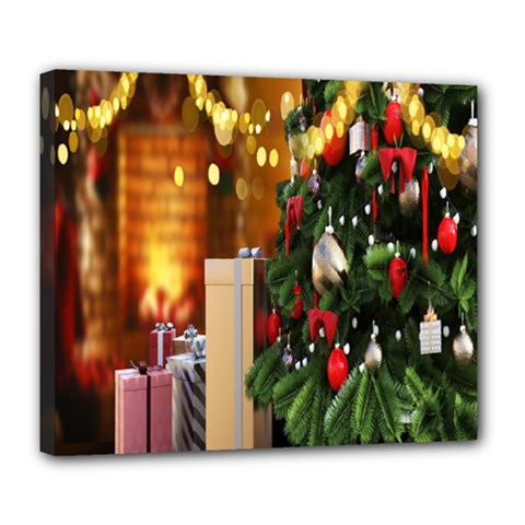 Christmas Tree And Presents Deluxe Canvas 24  X 20  (stretched) by artworkshop