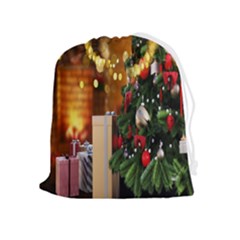 Christmas Tree And Presents Drawstring Pouch (xl) by artworkshop