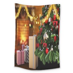 Christmas Tree And Presents Large Tapestry by artworkshop