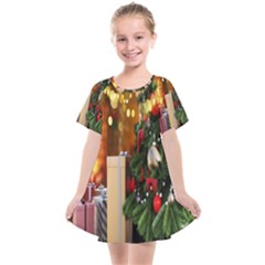 Christmas Tree And Presents Kids  Smock Dress by artworkshop