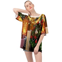 Christmas Tree And Presents Oversized Chiffon Top by artworkshop