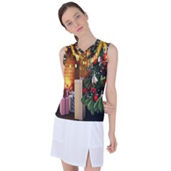 Christmas Tree And Presents Women s Sleeveless Sports Top by artworkshop