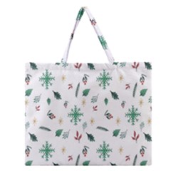 Christmass Theme Zipper Large Tote Bag