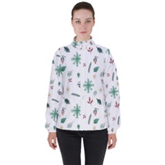 Christmass Theme Women s High Neck Windbreaker by artworkshop