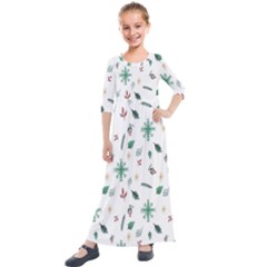 Christmass Theme Kids  Quarter Sleeve Maxi Dress by artworkshop