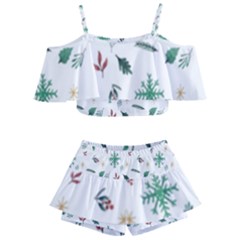 Christmass Theme Kids  Off Shoulder Skirt Bikini by artworkshop