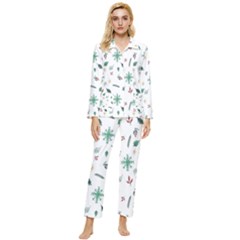 Christmass Theme Womens  Long Sleeve Velvet Pocket Pajamas Set by artworkshop