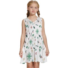 Christmass Theme Kids  Sleeveless Tiered Mini Dress by artworkshop