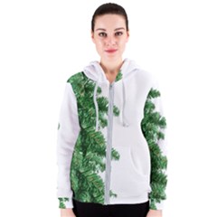 Green Christmas Tree Border Women s Zipper Hoodie by artworkshop