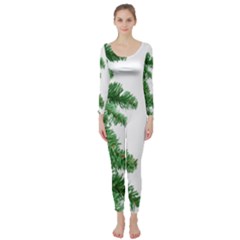 Green Christmas Tree Border Long Sleeve Catsuit by artworkshop