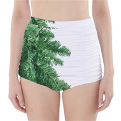 Green Christmas Tree Border High-waisted Bikini Bottoms by artworkshop