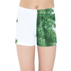 Green Christmas Tree Border Kids  Sports Shorts by artworkshop