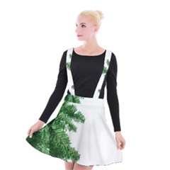 Green Christmas Tree Border Suspender Skater Skirt by artworkshop