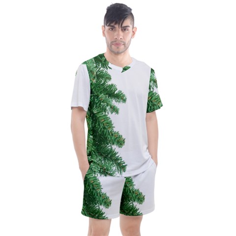 Green Christmas Tree Border Men s Mesh Tee And Shorts Set by artworkshop