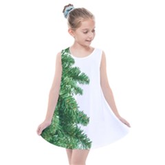 Green Christmas Tree Border Kids  Summer Dress