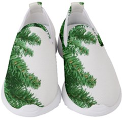 Green Christmas Tree Border Kids  Slip On Sneakers by artworkshop