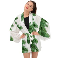 Green Christmas Tree Border Long Sleeve Kimono by artworkshop