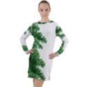 Green Christmas Tree Border Long Sleeve Hoodie Dress View1